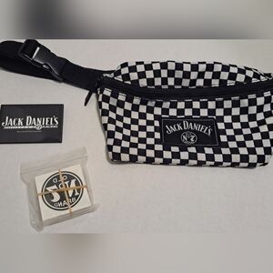 Jack Daniels Black and White Checkered Belt Bag & Magnet